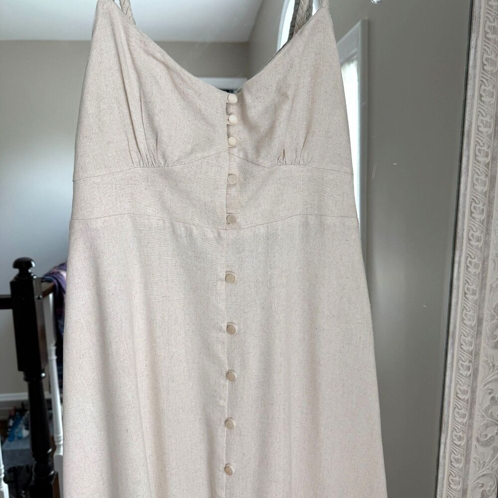 Coastal Quiet Luxury Linen Maxi Dress, Minimalist Resort Summer - Picture 6 of 6